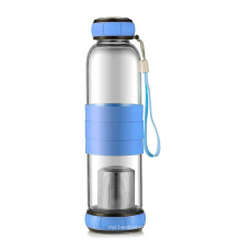BPA-freie Tee-Borosilikatglas-Wasserflasche Silikonhülle mit Infuser